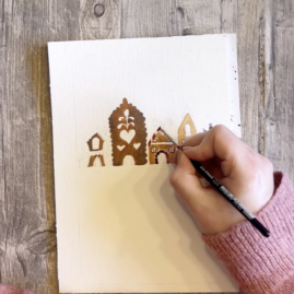 DIY | Weihnachtskarten mit Lebkuchenhäusern bemalen. Schritt für Schritt zu selbstgestalteten Karten